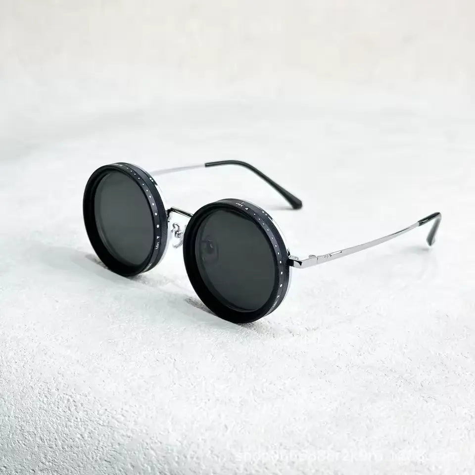 black round goggles Adjustable Tint Sunglasses with Built-in ND Filter (Polarized)